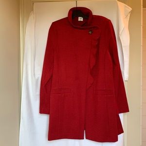 Never worn Cabi jacket. Red, pattern. Not lined.